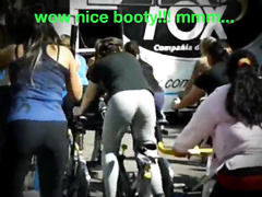 Bike-riding women flash their meaty butts