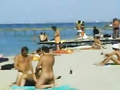 Amazing threesome sex on the beach of KaZantip
