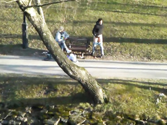 Nasty pair of chicks urinating in the public park