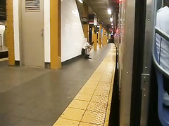 Drunk girl caught peeing at the metro station